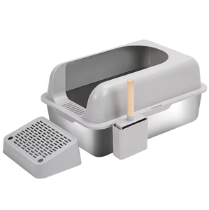 Litière <span class=keywords><strong>pour</strong></span> chat de luxe, grande capacité, <span class=keywords><strong>porte</strong></span> avant fermée, mise à niveau, voyage, portable, légère, plastique, acier inoxydable, capacité de 20 L - Product Image 1