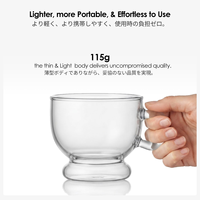 Mug en verre bleu avec anse, 260 ml/8,88 oz, en borosilicate coloré, style américain, sans BPA, compatible micro-ondes et lave-vaisselle, texture arrondie pour