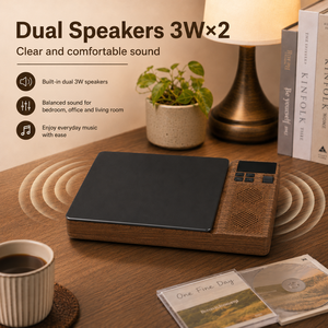 Lecteur <span class=keywords><strong>CD</strong></span> MP3 en bois grainé, lecteur <span class=keywords><strong>CD</strong></span> 5.3 USB, <span class=keywords><strong>radio</strong></span> FM, haut-parleurs doubles 3W, écran LED - Product Image 2
