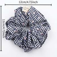 Nouvelle Écharpe Coréenne à Carreaux Blancs avec Motifs Floraux, Tissu Imprimé, Mignonne et Tendance, Couleur Personnalisable, Attache Cheveux