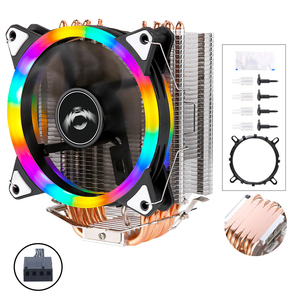 Qiuzaim 120mm RGB chiếu sáng CPU Quạt làm mát 6 ống dẫn nhiệt 4pin 3pin PWM yên tĩnh Bo mạch chủ mát tương thích <span class=keywords><strong>Intel</strong></span> cho AMD LGA - Product Image 1
