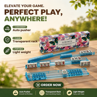Rak Mahjong Mewah Anti-Selip dengan Penggeser 4-Pak Akrilik Transparan Desain Amerika Siap Hadiah Hiburan