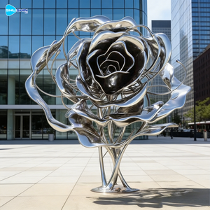 Escultura Moderna y Popular de Tulipán en Acero Inoxidable Pulido con Impresión UV y Soldadura, de Gran Tamaño, para Decoración Urbana - Product Image 3