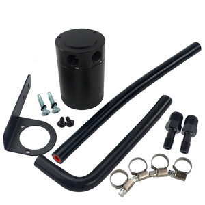 Poyracing Oil Catch Can With <b>Bracket</b> And Hose Kit For Honda Civic 16-17 <b>Black</b> Metal Retrofit Upgrade - Product Image 2