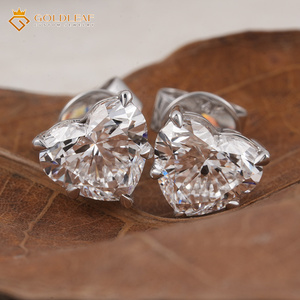 Boucles d'oreilles en diamant de laboratoire taille cœur Goldleafgem, or 14K 18K, certifiées IGI, diamants HPHT CVD, bijoux fins sur mesure - Product Image 2