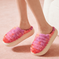 Commande en gros – Nouveauté Hiver : Chaussons Doux Ombrés pour Femme, Effet Dégradé Orange, en Peluche Moelleuse, EVA et PVC, Certifiés BSCI – Livraison 30-60 Jours