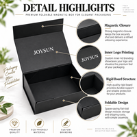 Boîte cadeau en papier pliable de luxe noire pour vêtements et accessoires, avec logo UV personnalisé, vente en gros
