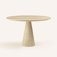 Table à manger Dream Home avec pieds coniques, plateau en marbre naturel poli, support conique élégant, table à manger minimaliste pour restaurant