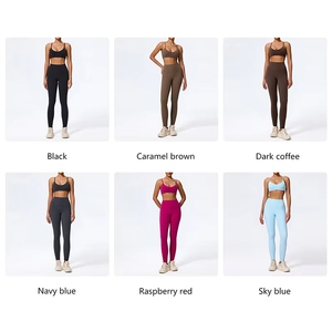 Leggings de cintura alta al por mayor, conjuntos de yoga de 2 piezas <span class=keywords><strong>para</strong></span> gimnasio, sujetador deportivo push-up, conjuntos de fitness sin espalda <span class=keywords><strong>para</strong></span> mujer - Product Image 5