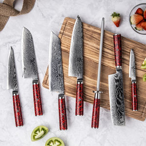 طقم سكاكين الشيف للمطبخ من Grandsharp بتصميم دمشقي، 67 طبقة من الفولاذ الياباني S35VN، يتضمن سكين الشيف، ناكيري، سانتوكو، كيريتسوكي، سكين التقشير، وسكين متعدد الاستخدامات - Product Image 2