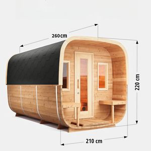 Sauna extérieur en cèdre rouge personnalisable pour 6 à 8 personnes avec option véranda, poêle à bois ou chauffage <span class=keywords><strong>Harvia</strong></span> <span class=keywords><strong>8KW</strong></span>, pierres - Product Image 3