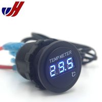 Termometer Digital Otomotif LED 12V Pengukur Suhu Bulat untuk Kendaraan dan Kapal