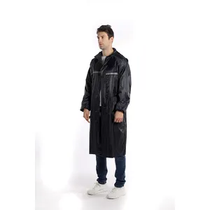 Hot Selling Rain Gear 0.18mm PVC Waterproof Reflective Protection Long Hooded Raincoat