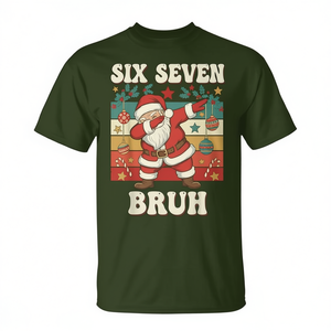 Camiseta de manga corta con estampado digital de Six Seven Christmas Meme Festive Numbers, unisex, para adultos, con cuello redondo - Product Image 2