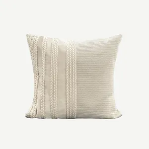 Macrame sarung bantal anyaman tangan katun Linen dekoratif penutup bantal Modern Boho Maroko elegan untuk dekorasi ruang tamu rumah