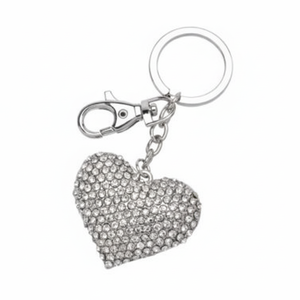 Portachiavi 'Cuore con Strass' in Cristallo, Pelle, PVC, Metallo e Plastica Senza Scatola - Product Image 2