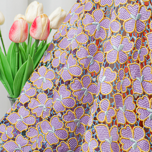 Nieuwste Premium Luxe Multi-Color Geborduurde Afrikaanse Wit Water Oplosbaar Borduurwerk Guipure Kant Stof - Product Image 4