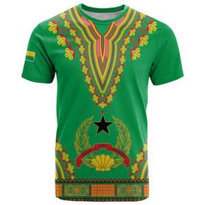 T-shirt Uomo Personalizzata 2026 Hot Sale Guinea-Bissau con Design Geometrico Tribale Giallo e Giornata dell'Indipendenza - Product Image 3