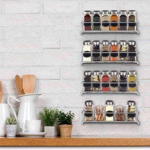 Best-seller Support mural en métal sans poinçon Étagère suspendue à plusieurs niveaux Armoire <span class=keywords><strong>de</strong></span> cuisine Étagère à épices en métal Organisateur pour pot Mason - Product Image 6