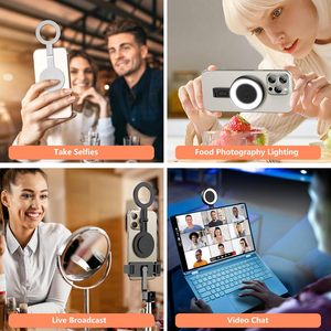 Anneau de selfie magnétique lumière de remplissage LED support de télé<span class=keywords><strong>phone</strong></span> à rabat réglable à 180 ° pour iPhone 15 14 13 12 maquillage <span class=keywords><strong>Android</strong></span> - Product Image 4