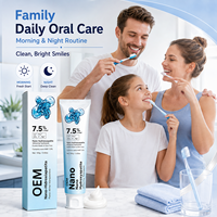 Dentifrice blanchissant sans fluorure personnalisé en usine, OEM, avec 7,5 % d'hydroxyapatite, protège l'émail, répare les dents