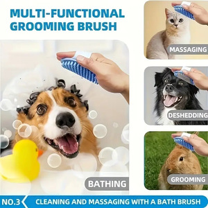 Kit de toilettage pour animaux de compagnie : ensemble de brosses à poils, serviette, gants de lavage, brosse de massage et de nettoyage avec fonction de massage pour le toilettage à domicile des animaux - Product Image 2