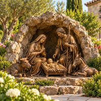 Sculpture en bronze grandeur nature de la Sainte Famille (Jésus, Marie et Léonard) pour église, cathédrale, jardin ou grotte