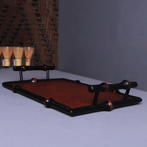 Bamboo Storage Tray Rectangle Multifunction <b>Desk</b> Tableware Oriental Style Standing Type Part Number 9195 - Product Image 2