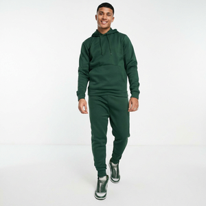 Ensemble de survêtements de sport pour homme, coupe ajustée, qualité supérieure, à capuche, matière confortable pour l'hiver, motif uni, survêtement deux pièces - Product Image 1