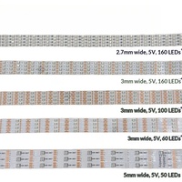 Bande LED RGB adressable 0807 5V ultra-étroite 3mm avec IC intégré, programmable, à effet de poursuite, flexible et multicolore