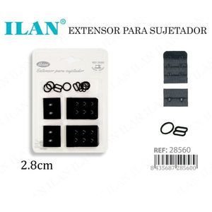 Estensore per reggiseno Ilan 2,8 cm nero con chiusura a gancio per regolazione del reggiseno - Product Image 3