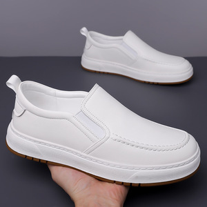 Mocasines de cuero para hombre con punta redonda, sin cordones, transpirables, con entresuela de EVA y suela de goma, para todas las estaciones, informales y de negocios. - Product Image 4