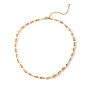 Collier artisanal H&C en pierres naturelles - Aventurine <span class=keywords><strong>jaune</strong></span> et perle <span class=keywords><strong>de</strong></span> coquillage, plaqué or 18 carats, collier ajustable - Product Image 1