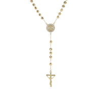 Perles de chapelet tricolore Oro Laminado plaqué or 14K bijoux religieux catholiques avec Zircon pour fournitures de fabrication de bijoux