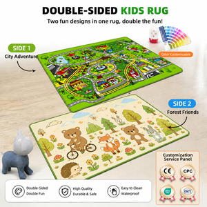 Alfombra Infantil Personalizada de Doble Cara |   Tapete de Actividades Personalizado para Niños |   Alfombra de Juego Educativa con Alfabeto y Carreteras Urbanas para Niños Pequeños - Product Image 1