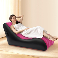 Canapé-lit gonflable en forme de S avec matelas pneumatique floqué à pompe double couche pour salon bureau camping intérieur extérieur utilisation