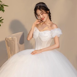 <span class=keywords><strong>Robe</strong></span> <span class=keywords><strong>de</strong></span> <span class=keywords><strong>mariée</strong></span> sans bretelles en cristal léger, nouveau style 2025, épaules dénudées, manches bouffantes, pour femmes enceintes, <span class=keywords><strong>princesse</strong></span>, taille cintrée - Product Image 2