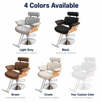 Fauteuil de Barbier en Gros avec Cadre en Bois, Pivotant, Moderne, Simple, Siège en Cuir Couleur Personnalisable pour Salon de Coiffure – Vente Directe