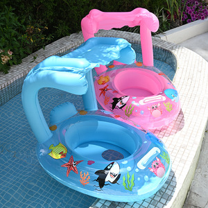 Flotador Inflable ABC para Niños con Toldo 80x60x55cm Diseño de Dibujos Animados para Bebés Uso en Piscina - Product Image 1