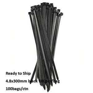 4.8x300mm Nylon noir 66 Pa matériau plastique Nylon attache de câble fournisseur de attaches de câble enveloppes attaches zippées
