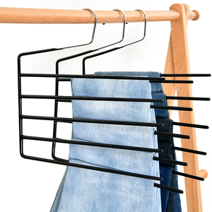 Bán Buôn Tủ Quần Áo Màu Đen Tổ Chức 5 Tầng Khăn Móc Áo PVC Kim Loại Tráng Quần Áo Móc Quần Jean Lưu Trữ Quần Áo Kệ - Product Image 5
