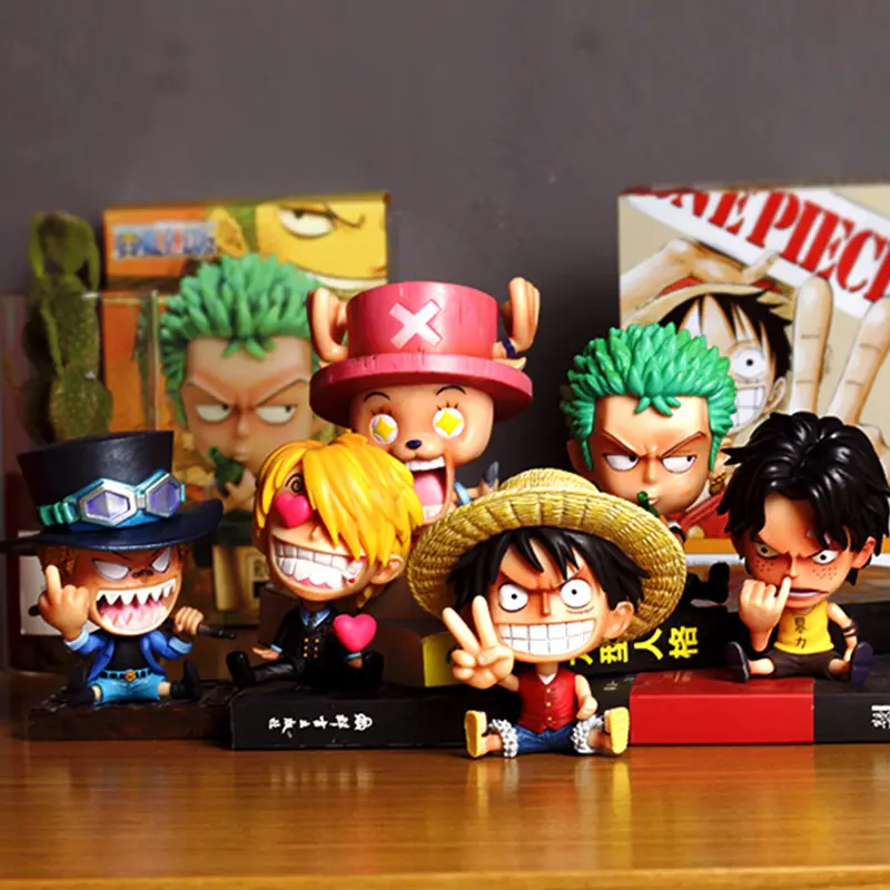 9 CM dengan kotak warna kualitas tinggi grosir Barang Mainan PVC OME set alat Pvc Anime Acton figur Luffy figur zoro mainan