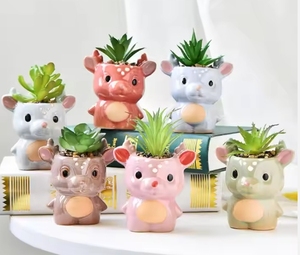 Beeman mignon mini pots de fleurs en céramique de cerf pour <span class=keywords><strong>intérieur</strong></span> et extérieur maison bureau paysage plantes succulentes pour le jardinage - Product Image 4