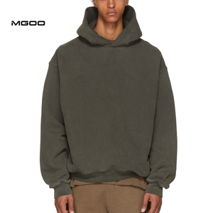 Sudadera con Capucha <span class=keywords><strong>MGOO</strong></span> Sin Cordones, Tejido Grueso, Lavado Ácido, Felpa Francesa, Súper Oversize, Lisa - Product Image 3