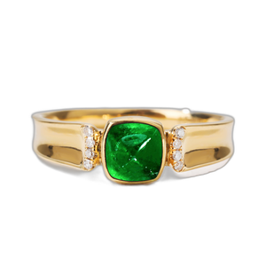 Anillo de esmeralda Pan de Azúcar Natural de 10K de <span class=keywords><strong>1</strong></span> quilates con diamantes para mujer - Product Image 1