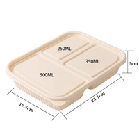 Boîte à lunch de fécule de maïs à emporter 3 compartiments pour préparation de repas écologique récipient alimentaire jetable avec couvercle