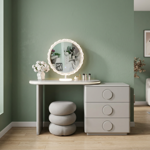 Modern Makeup <b>Vanity</b> <b>Table</b> with Lighted <b>Mirror</b> and Storage Drawers for Bedroom Furniture - Product Image 3