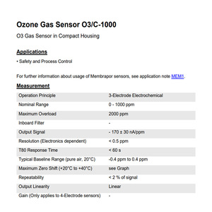 Sensor de Gas O3 Membrapor O3/C-1000, Detector de Ozono Fabricado en Suiza - Product Image 2