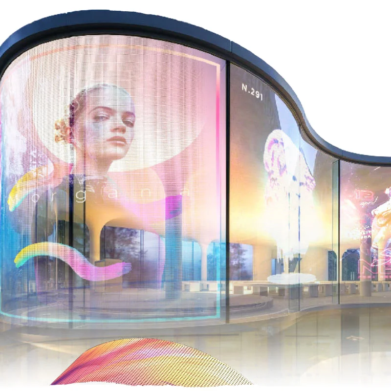 High Brightness Full Color HD 7.5mm Pixel Pitch Transparent Glass Film LED Display Screen for Indoor Advertising