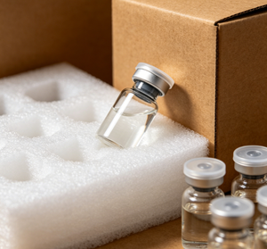 Flacons en verre stériles à sertir, emballés dans de la mousse antichoc, avec bouchons métalliques |   Poudre lyophilisée en vrac pour emballage cosmétique - Product Image 2